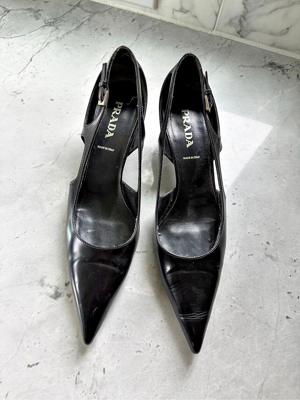 Prada Pointed Toe Heels in Black EU 37